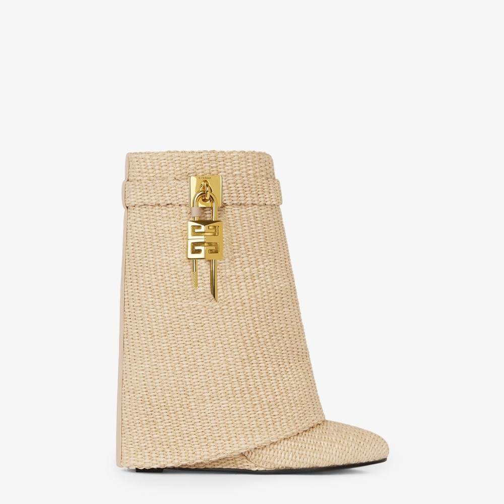 Shark Lock ankle boots in raffia